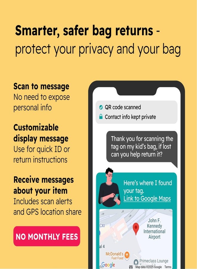 SeQR Smart Luggage Tags | Privacy QR Code Luggage Tag Keeps Personal info Private | Customizable Travel Suitcase Tags for Women Men | Use with GPS Bag Locator Tracking Tags, Air Tag for Android or iOS - Image 4